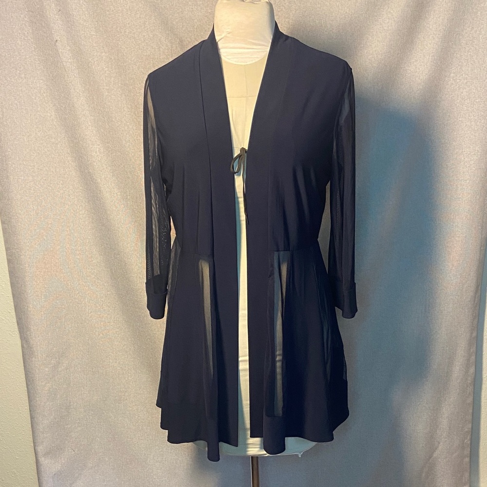 R&M. Elegant Dark  Navy Sheer Top Cardigan.  Size 14